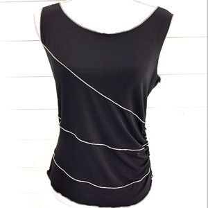 💥$5💥BLACK FITTED DRESS TANK WITH SIDE- RUCHING SZM